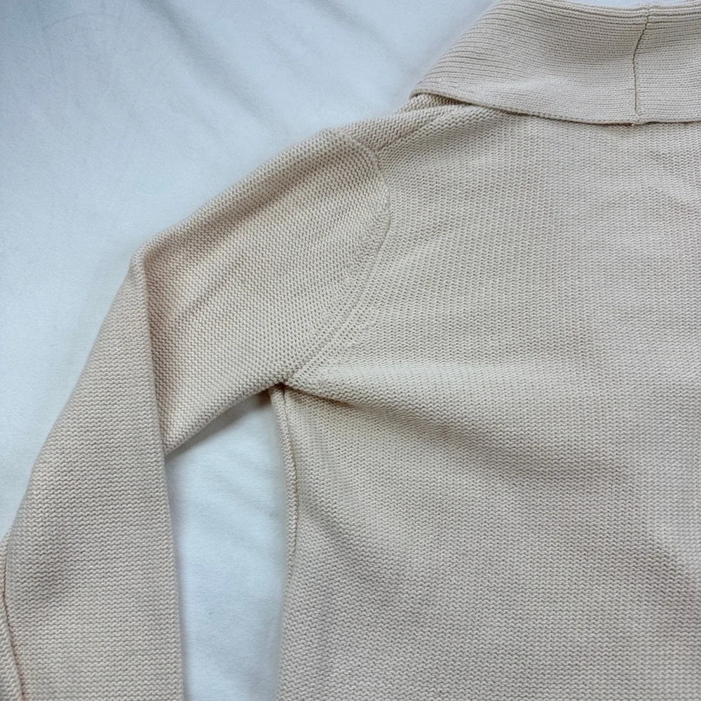 Lucky Brand Cream Shawl Collar Button‎ Front Cotton Knit Cardigan Sweater Small